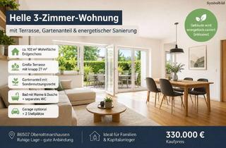 Wohnung kaufen in 86507 Oberottmarshausen, Großzügige 3-Zimmer-Erdgeschosswohnung mit ca. 27 m² Terrasse und Gartenanteil