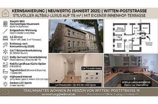 Wohnung mieten in Poststraße 16, 58452 Witten, Neuwertig Kernsanierung (2025): 4,5-Zimmer-Wohnung im Baudenkmal mit High-End-Technik & Terrasse