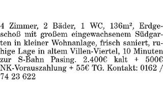 Wohnung mieten in 81245 München, 4-Zimmer-Whg Pasing-Obermenzing