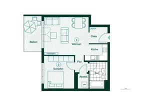 Wohnung mieten in Hans Kreilling Allee 36, 63225 Langen, Stilvolle 2-Zimmer-Wohnung mit Balkon und Einbauküche in Langen (Hessen)