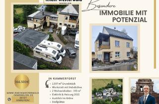 Haus kaufen in 56206 Kammerforst, Wohnen & Arbeiten auf 1.597 m²: Werkstatt mit Hebebühne, 2 Wohneinheiten & weiter Blick übers Land
