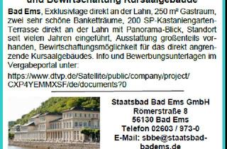 Gastronomiebetrieb mieten in 56130 Bad Ems, Neuverpachtung Gastronomie und Bewirtschaftung Kursaalgebäude