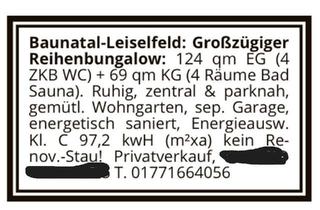 Haus kaufen in 34225 Baunatal, Baunatal - Reihenbungalow im Leiselfeld Baunatal