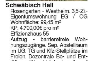 Wohnung kaufen in 74426 Bühlerzell, Eigentumswohnungen, Schwäbisch Hall
