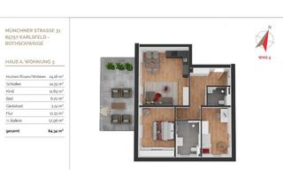 Wohnung mieten in 85757 Karlsfeld, Neubau- Sehr helle drei Zimmer-Wohnung mit Balkon und TG in Karlsfeld-Rothschwaige