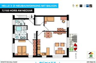 Wohnung kaufen in 72160 Horb, Lichtdurchflutete 3-Zi-Wohnung mit Balkon