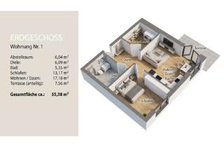 Wohnung kaufen in 21745 Hemmoor, Selbstbestimmt wohnen: Barrierefreie 2-Zimmer-Erdgeschosswohnung mit großer Terrasse am Kreidesee