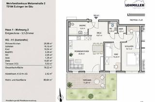 Wohnung mieten in 72184 Eutingen, Erstbezug im Neubau! Moderne 3,5-Zimmer-Erdgeschosswohnung mit Terrasse & Garten