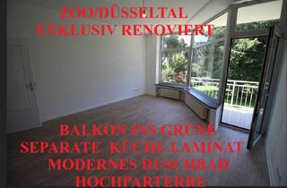 Wohnung mieten in Heinrichstraße 60A, 40239 Düsseldorf, ZOO/DÜSSELTAL EXKLUSIV RENOVIERT BALKON INS GRÜNE SEP. KÜCHE LAMINAT MODERNES DUSCHBAD HOCHPARTERRE