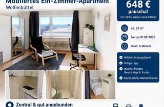 Wohnung mieten in 38300 Wolfenbüttel, Möbliertes 1 Zimmer Apartment in Wolfenbüttel | 648 € Pauschalmiete