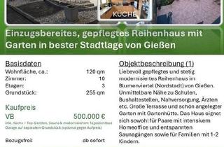 Reihenhaus kaufen in 35396 Gießen, Gießen - Reihenhaus GI Innenstadt, einzugsbereit mit Garten