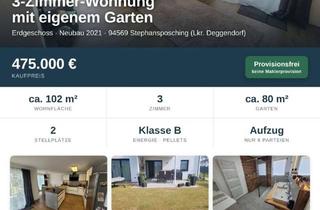 Wohnung kaufen in Im Urdorf 3a, 94569 Stephansposching, Provisionsfrei: Neuwertige 3-Zimmer-EG-Wohnung mit Küche, Garten, Terrasse & 2 Stellplätzen