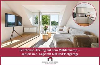 Penthouse kaufen in Mühlenkamp, 22303 Winterhude, Penthouse-Feeling auf dem Mühlenkamp – saniert in A-Lage mit Lift und Tiefgarage