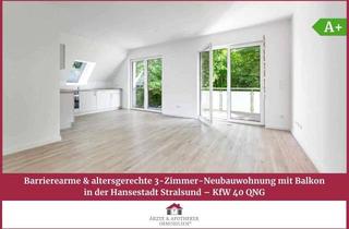 Wohnung kaufen in 18435 Kniepervorstadt, Barrierearme & Altersgerechte 3-Zimmer-Neubauwohnung mit Balkon KFW 40 QNG