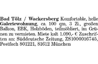 Wohnung mieten in 83646 Bad Tölz, Galeriewohnung Bad Tölz / Wackersberg