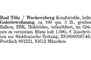 Wohnung mieten in 83646 Bad Tölz, Galeriewohnung Bad Tölz / Wackersberg