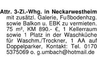 Wohnung mieten in 74382 Neckarwestheim, Attr. 3-Zi.-Whg. in Neckarwestheim mit zusätzl. Galerie, Fußbode