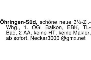 Wohnung mieten in 74613 Öhringen, Öhringen-Süd, schöne neue 3 1/2-Zi.-Whg., 1. OG, Balkon, EBK, TL