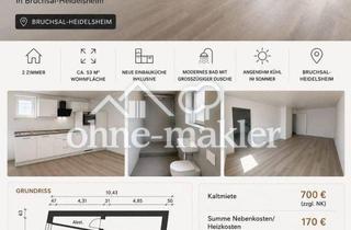 Wohnung mieten in 76646 Bruchsal, Kernsanierte 2-Zimmer-Wohnung mit großer Wohnküche in Bruchsal-Heidelsheim
