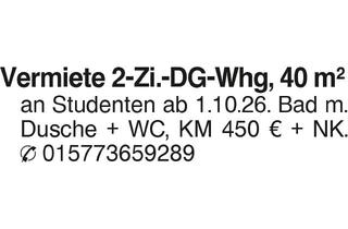 Wohnung mieten in 89155 Erbach, Vermiete 2-Zi.-DG-Whg., 40 m2
