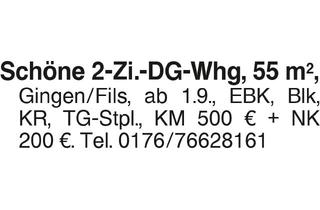 Wohnung mieten in 73333 Gingen, Schöne 2-Zi.-DG-Whg