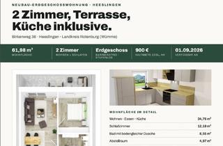 Wohnung mieten in Birkenweg 38, 27404 Heeslingen, Neubau Erdgeschosswohnung mit Terrasse & Küche - Heeslingen