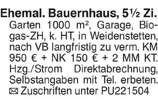 Immobilie mieten in 89197 Weidenstetten, Bauernhaus 5,5 Zi. in Weidenstetten