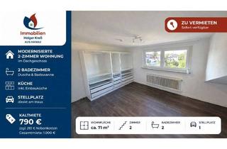 Wohnung mieten in 63457 Hanau, Attraktive 2 Zimmer Wohnung im Dachgeschoss mit Küche, 2 Badezimmer in ruhiger 5-Parteien-Anlage