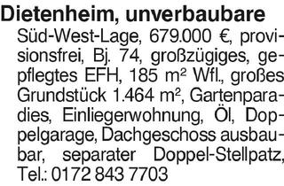 Immobilie kaufen in 89165 Dietenheim, Dietenheim, unverbaubare Süd-West-Lage