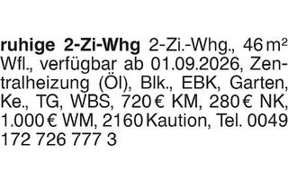Sozialwohnungen mieten in 72074 Tübingen, ruhige 2-Zi-Whg
