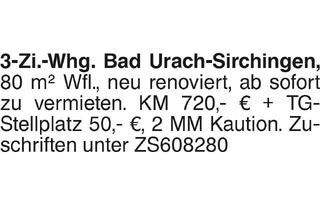 Wohnung mieten in 72574 Bad Urach, 3-Zi.-Whg. Bad Urach-Sirchingen