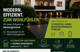 Wohnung mieten in Wiesenbacherstr. 59, 69151 Neckargemünd, Erstbezug nach Kernsanierung 1 ZKB