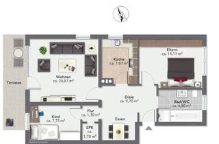 Wohnung kaufen in 83109 Großkarolinenfeld, Wohnen mit Terrasse – attraktive 3-Zimmer-Erdgeschosswohnung mit Garage