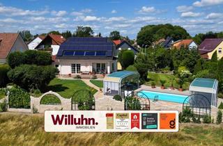 Einfamilienhaus kaufen in 04509 Schönwölkau, Massives Einfamilienhaus | Pool | Kamin | Garage | PV-Anlage | Solarthermie | vollunterkellert
