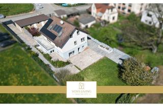Einfamilienhaus kaufen in 61206 Wöllstadt, Einfamilienhaus mit ELW + genehmigter Gewerbefläche mit 4 Garagen, Traumgarten + großen Terrassen