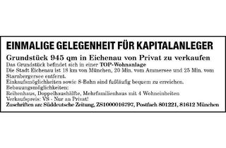 Grundstück zu kaufen in 82223 Eichenau, Kapitalanleger Grundstück in Eichenau