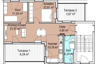 Wohnung mieten in 68309 Käfertal, Attraktive 3 Zimmer Dachgeschosswohnung mit 2 große Terrassen.