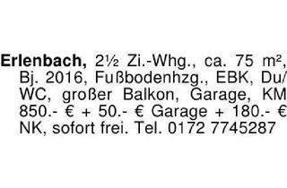 Wohnung mieten in 74235 Erlenbach, Erlenbach, 2 1/2 Zi.-Whg., ca. 75 m², Bj. 2016, Fußbodenhzg., EB