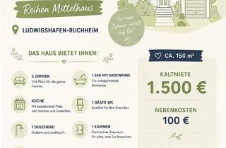 Haus mieten in 67071 Ruchheim, Wohnen mit Charakter: Großzügiges Reihenmittelhaus in Ludwigshafen