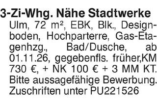 Wohnung mieten in 89077 Ulm, 3 Zi