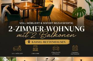 Wohnung mieten in Dormannweg 41c, 34123 Bettenhausen, Voll möblierte 2-Zimmer-Wohnung mit zwei Balkonen in Kassel-Bettenhausen | Wohnen auf Zeit