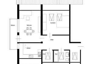 Wohnung mieten in 76669 Bad Schönborn, Gepflegte 2-Zimmer-Dachgeschosswohnung mit Balkon, Einbauküche & Garage in Langenbrücken