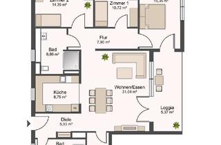 Wohnung mieten in 76287 Rheinstetten, Exklusive 4-Zimmer-Wohnung mit Loggia, EBK & TG-Stellplatz in Rheinstetten