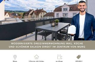Wohnung kaufen in Murgtalstrasse 16, 79730 Murg, LFI | Modernisierte Dreizimmerwohnung inkl. Küche und schönem Balkon | direkt im Zentrum von Murg
