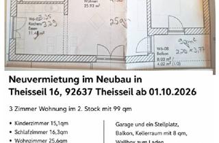 Wohnung mieten in Theisseil 16, 92637 Theisseil, ERSTBEZUG - alltagstaugliche 3-Zimmer-Wohnung mit Balkon in Theisseil