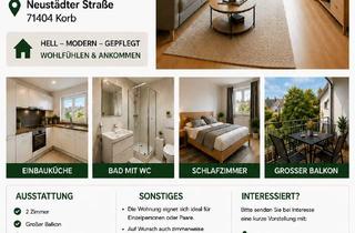 Wohnung mieten in 71404 Korb, Exklusive, vollständig renovierte 2-Zimmer-Wohnung mit gehobener Innenausstattung in Korb