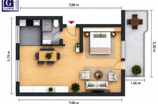 Wohnung mieten in 65428 Rüsselsheim, Großzügige 1-Zimmer-Wohnung mit Balkon, Einbauküche und Tiefgaragenstellplatz - sofort bezugsfrei