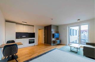 Immobilie mieten in Am Olympiapark, 80636 Neuhausen-Nymphenburg, Modern möbliertes 1-Zimmer-Apartment mit Südbalkon direkt am Olympiapark