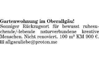 Wohnung mieten in 87527 Sonthofen, Gartenwohnung im Oberallgäu