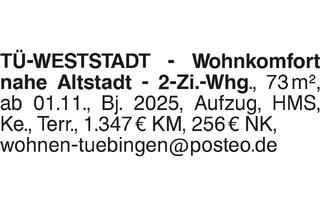 Wohnung mieten in 72070 Tübingen, TÜ-WESTSTADT - Wohnkomfort nahe Altstadt